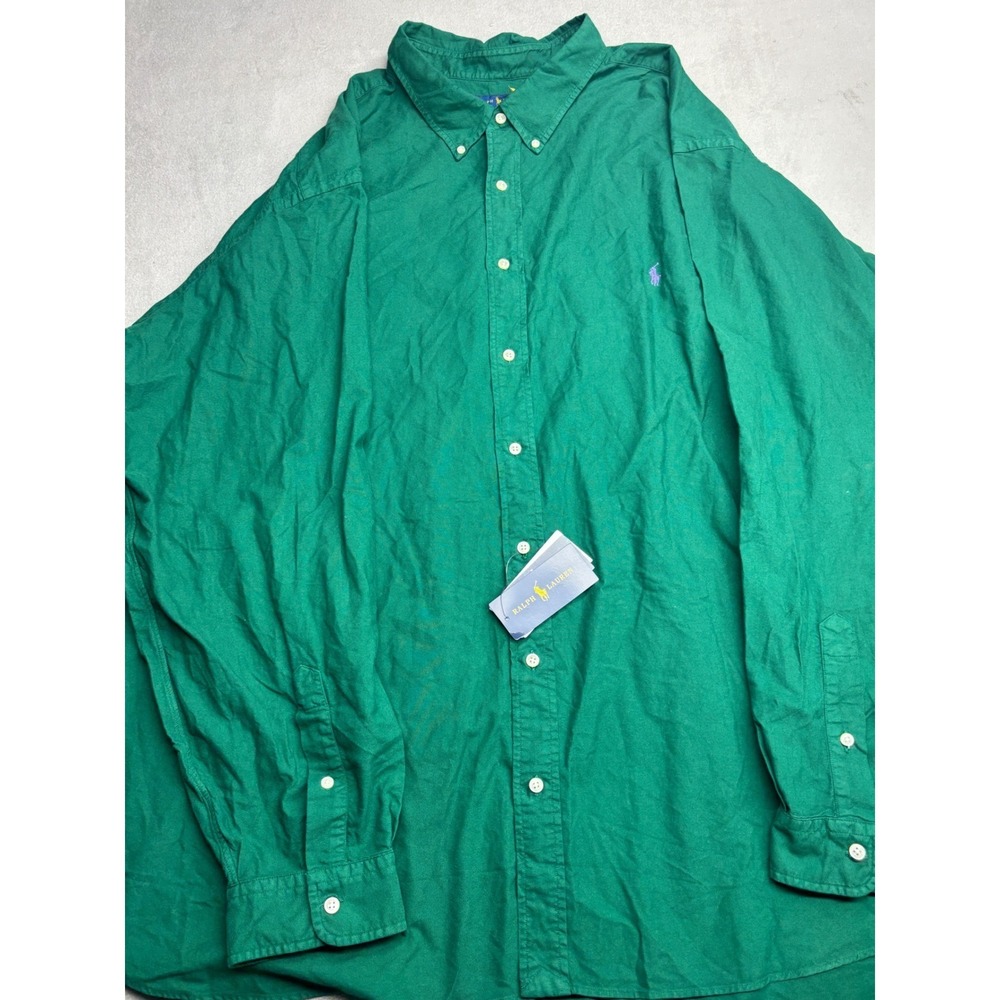 Ralph Lauren Mens 5XB Green Button Down Shirt M Classics Long Sleeve NWT